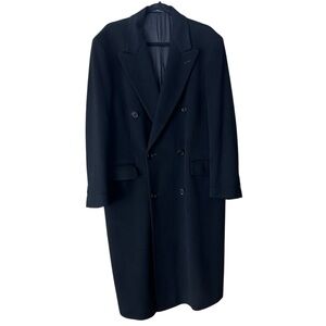 Movimento Italian Cashmere Vintage Black Long Overcoat Trench 90s Men’s 52 (XL)